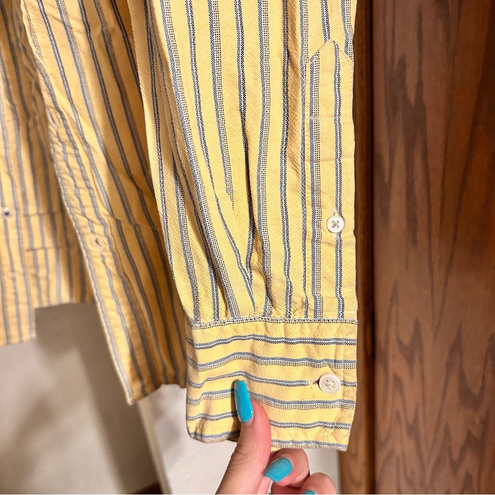 Yellow Stripe Button Down Blouse - image 4
